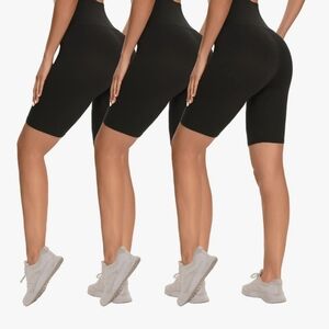 Women's Black High-Waisted Shorts 3 Pairs White Black Grey
